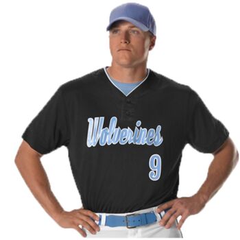 Two Button Mesh Baseball Jersey With Piping Thumbnail