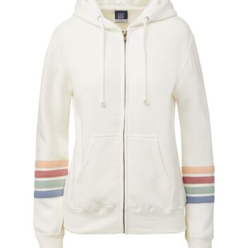 Women's Striped Sleeves Full-Zip Hooded Sweatshirt Thumbnail