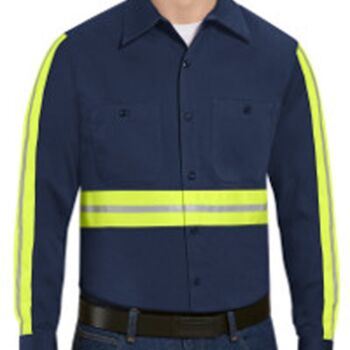Men's Enhanced Visibility Long Sleeve Cotton Work Shirt Thumbnail