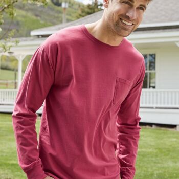 Unisex Garment-Dyed Long Sleeve T-Shirt With a Pocket Thumbnail
