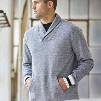 Men's Peppered Fleece Shawl Collar Sweatshirt Thumbnail